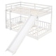 preview thumbnail 36 of 42, Twin Over Twin Bunk Bed with Removable Floor Bed and Bottom Guardrails, Fun Kids Loft Bed Frame with Ladder and Slide