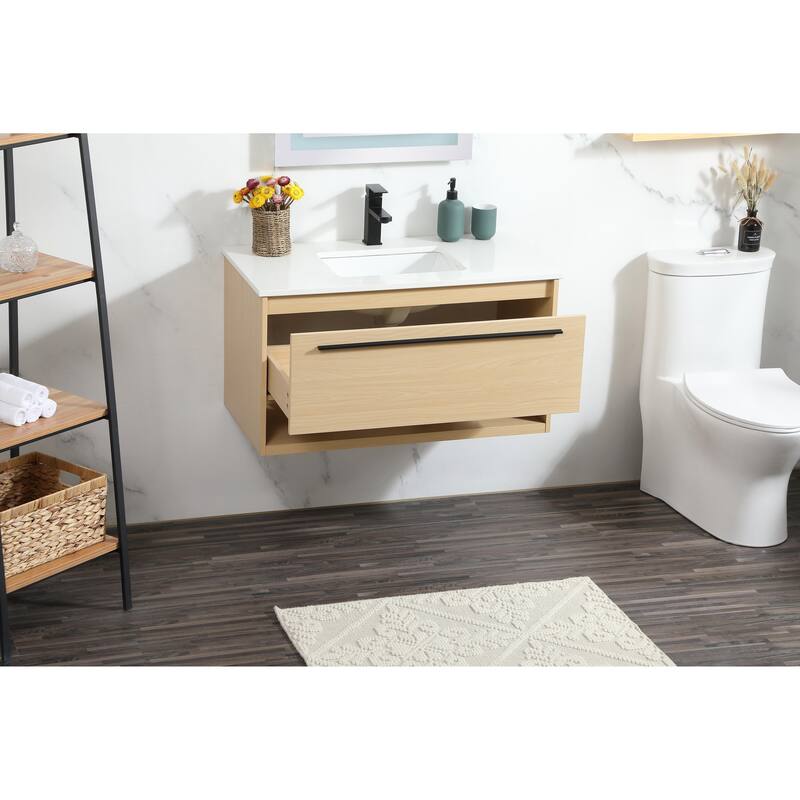 Brush 36 - 48 Inch Single Bathroom Vanity - Maple - 36 Inches
