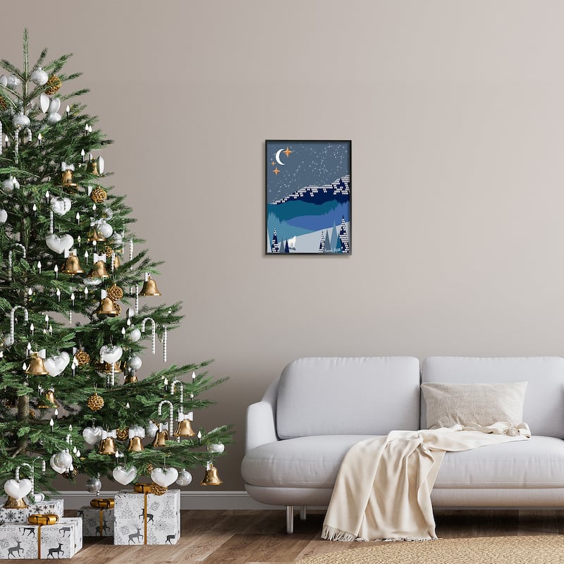 Stupell Winter Night Landscape Framed Giclee Art Design by Hannah Byatt