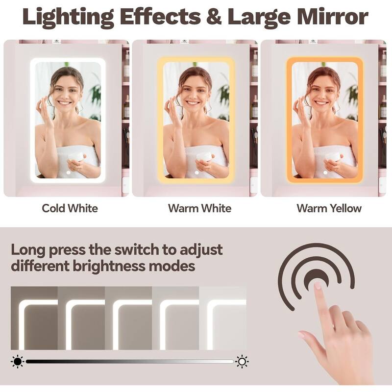 2 Drawer Makeup Vanity Desk Set with Power Outlet, USB Ports, Stool