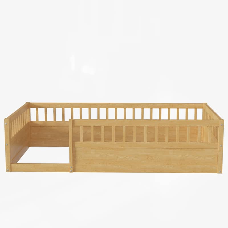 Montessori Floor Bed Frame with Safety Fence