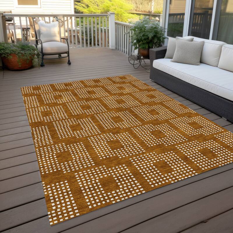 Machine Washable Indoor/ Outdoor Chantille Houndstooth Modern Rug