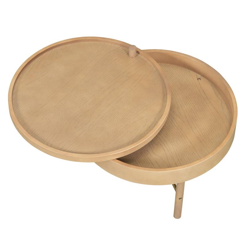 24" Modern Wooden Coffee Table with Rotating Top and Large Hidden Storage Space