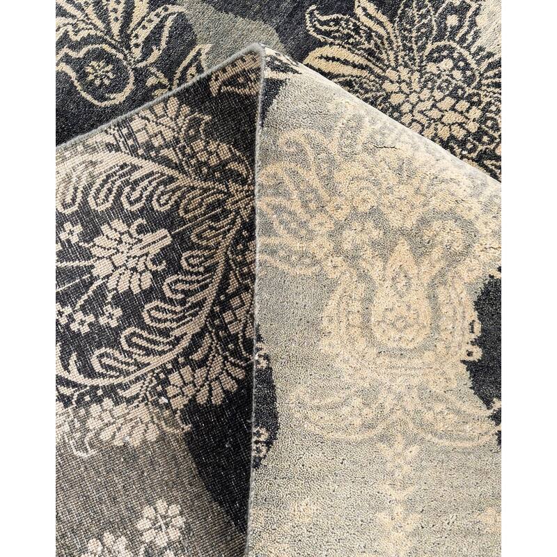 Ikat One-of-a-Kind Hand-Knotted Area Rug - Gray, 9' 0" x 12' 1" - 9' 0" x 12' 1"