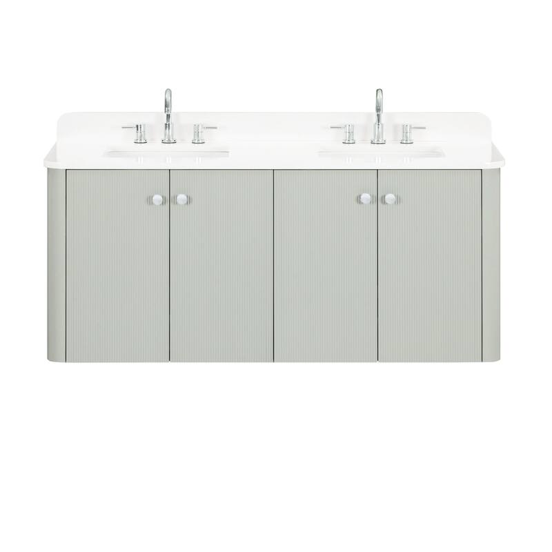 Haley Bathroom Vanity in Soft Sage with White Engineered Stone Top