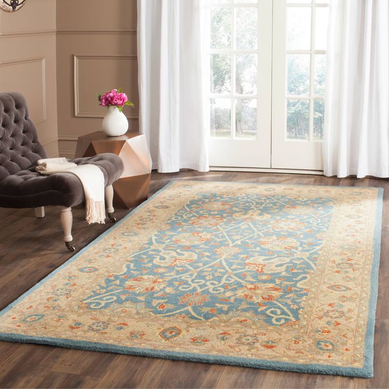 SAFAVIEH Handmade Antiquity Mazie Traditional Oriental Wool Rug - 7'6" x 9'6" - Blue
