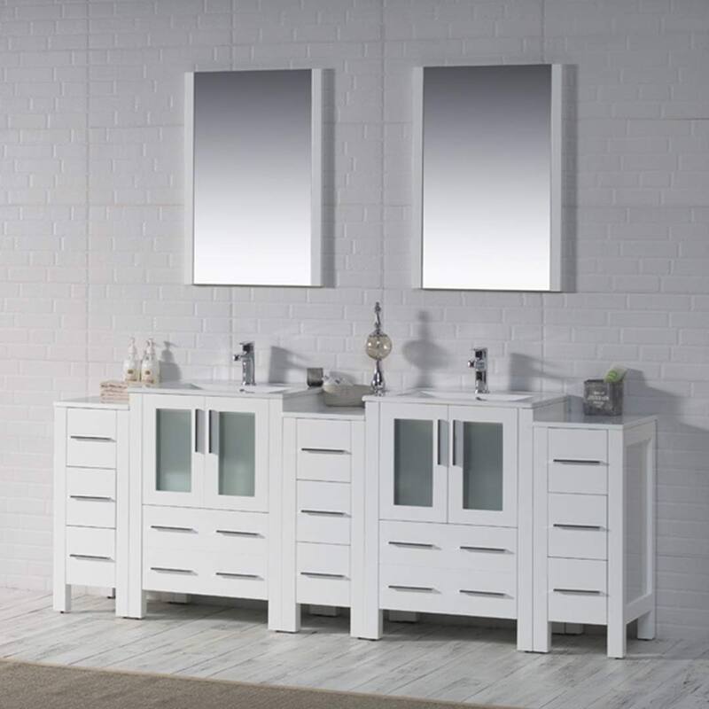 Blossom Sydney 84 Inch Solid Wood Double Sink Vanity with Side Cabinet