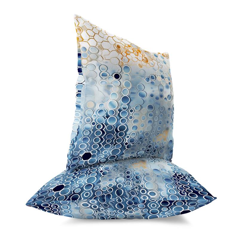 Blue And Gold Water Ripples Faux Suede Throw Pillow Zipper