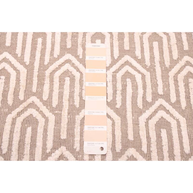 ECARPETGALLERY Hand Loomed Elysian Ivory Viscose, Wool Rug - 8'0 x 10'3