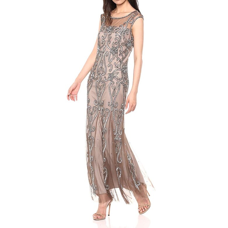 pisarro nights beaded illusion gown