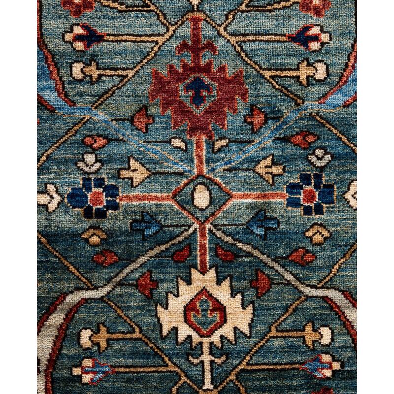 Serapi One-of-a-Kind Hand-Knotted Area Rug - Green - 9' 2" x 12' 0"