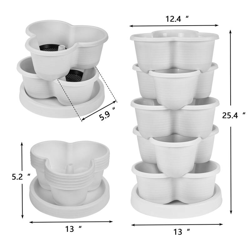 Vertical Strawberry Planter 5 Tier Hanging Vertical Gardening Planter Stackable Garden Tower Pot for Strawberries Flowers