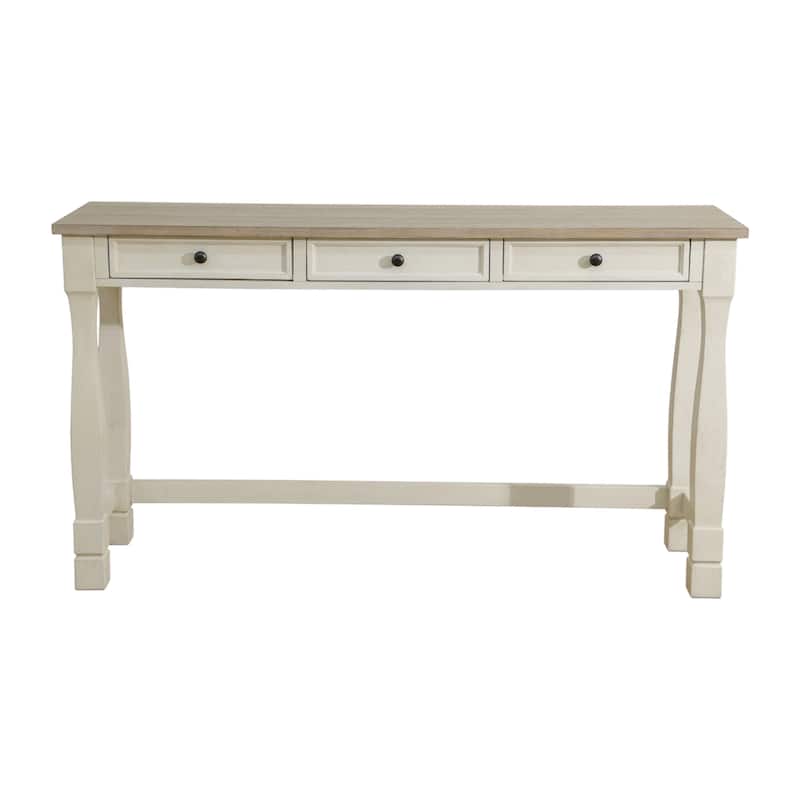 KISRAIS Wood Writing Desk with White Drawer for Living Room