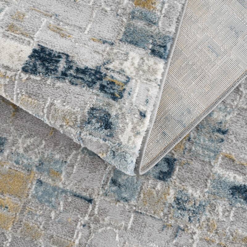 Hauteloom Liverpool Collection Modern Abstract Contemporary Square Tile Area Rug