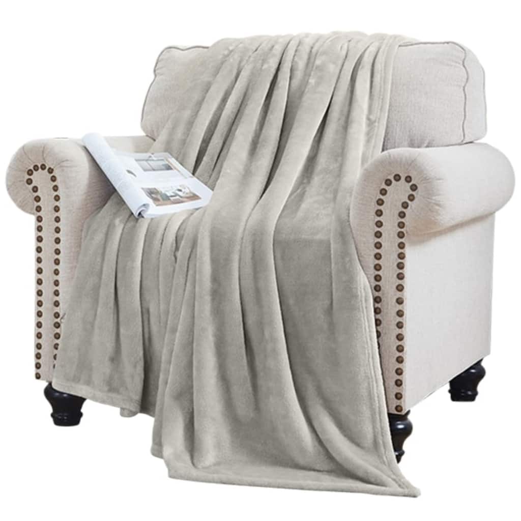 RACHEL Rachel Roy Solid Silky Flannel Fleece Oversized Throw Blanket