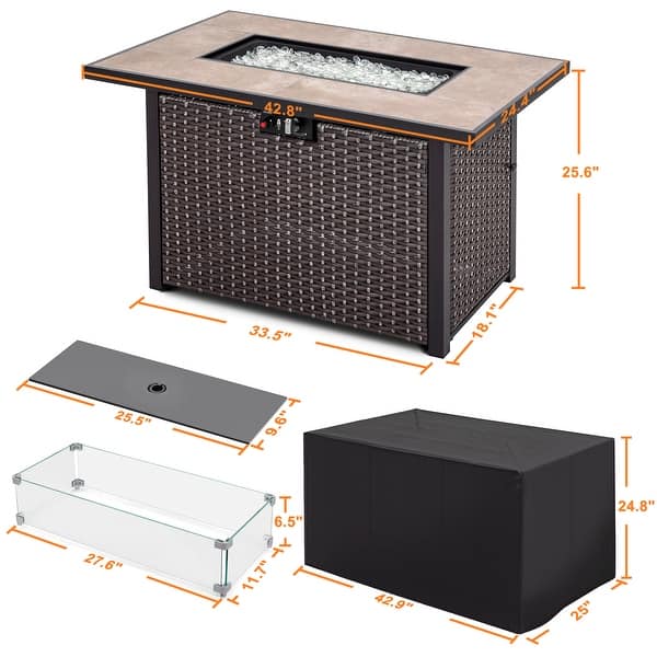 Nuu Garden 30 In. Square Outdoor Propane Gas Fire Pit Table With 50000 Btu Af006 01