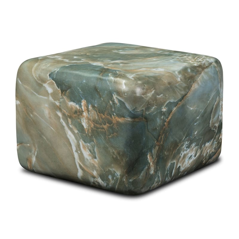 Quadra Cube Concrete Side Table with Marble Finish - Jade Green - Concrete