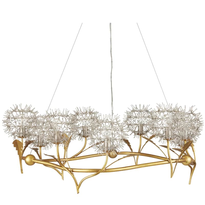 Currey & Company Dandelion Silver & Gold Chandelier - 15"h x 38.5"dia