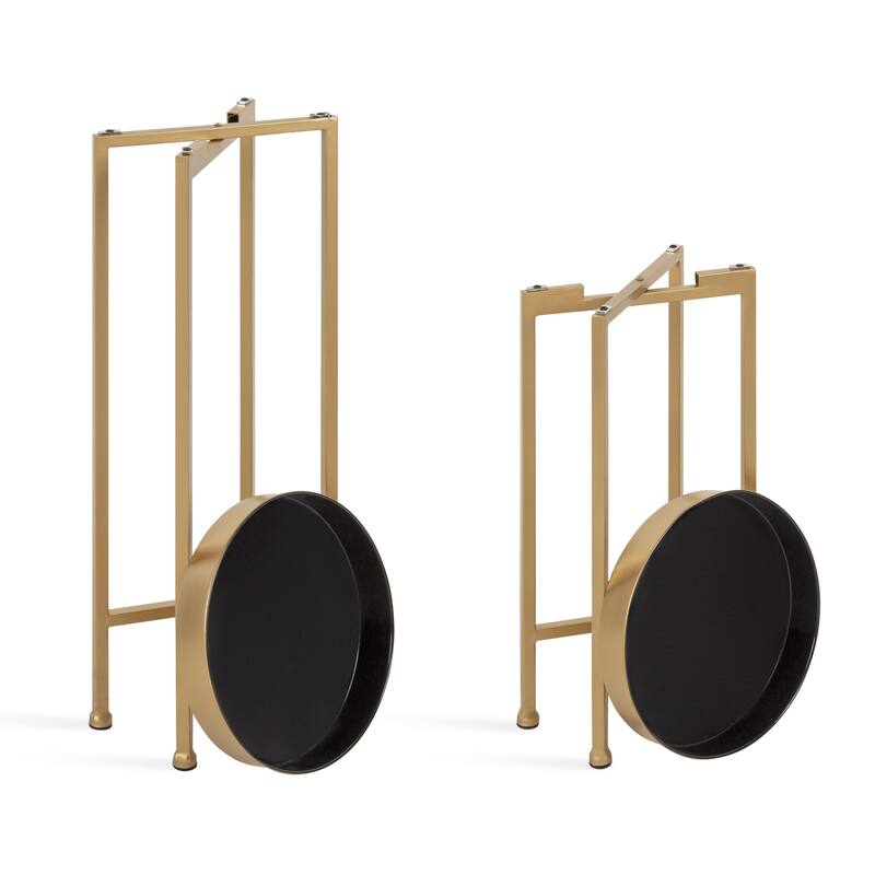 Kate and Laurel Celia Round Metal Foldable Tray Table Set