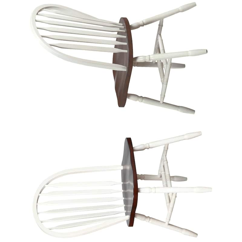 Distressed Wooden Side Chairs - 38" - White and Brown - Set of 2