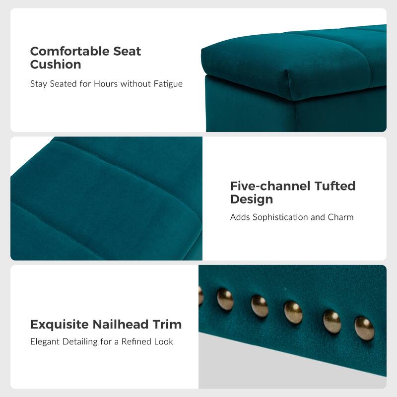 Egmont Contemporary Velvet Flip-Top Storage Bench by HULALA HOME
