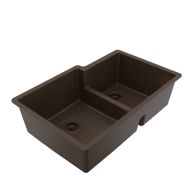 Karran Undermount Large/Small Bowl Quartz Kitchen Sink - 32" x 21.25" x 9" - 32" x 21.25" x 9"