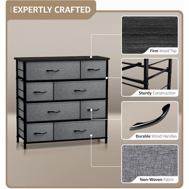 Dresser w/ 8 Drawers Furniture Storage & Chest Tower for Bedroom