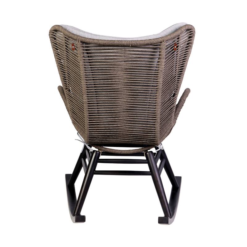 Fanny Solid Eucalyptus Wood & Rope Outdoor Patio Rocking Chair