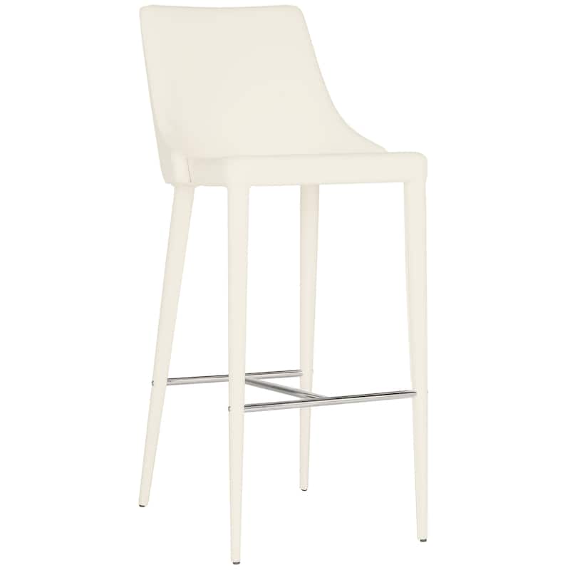 SAFAVIEH Carlene Mid-Century Dining Modern 42-inch White Leather Bar Stool - 21.2" x 18.9" x 41.8" - 21Wx19Dx42H