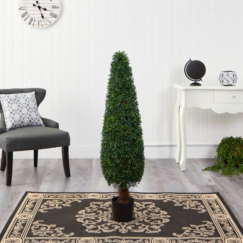 Artificial Topiary Tree 4ft - Indoor Outdoor UV Resistant - Lush Green Foliage - Decorative Garden Accent - 41-50 Inches