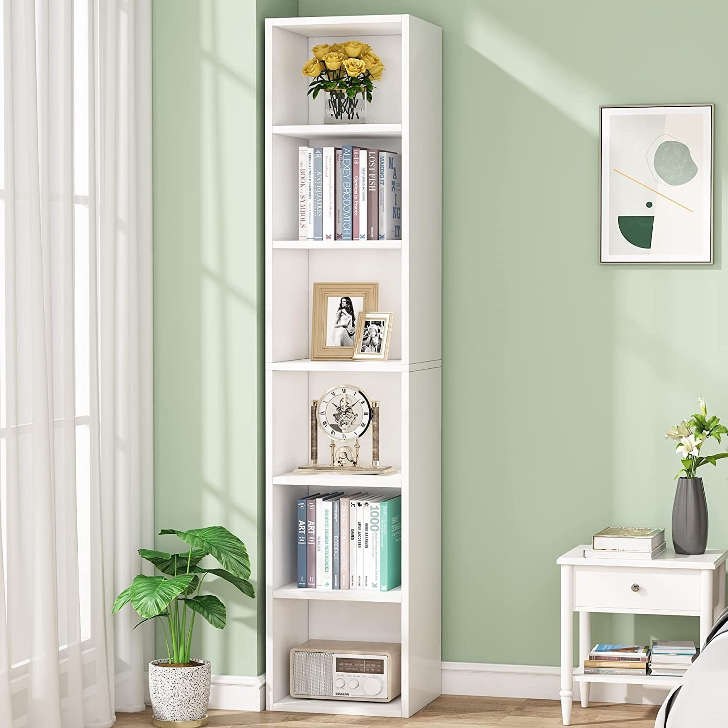 Narrow cube outlet shelving unit