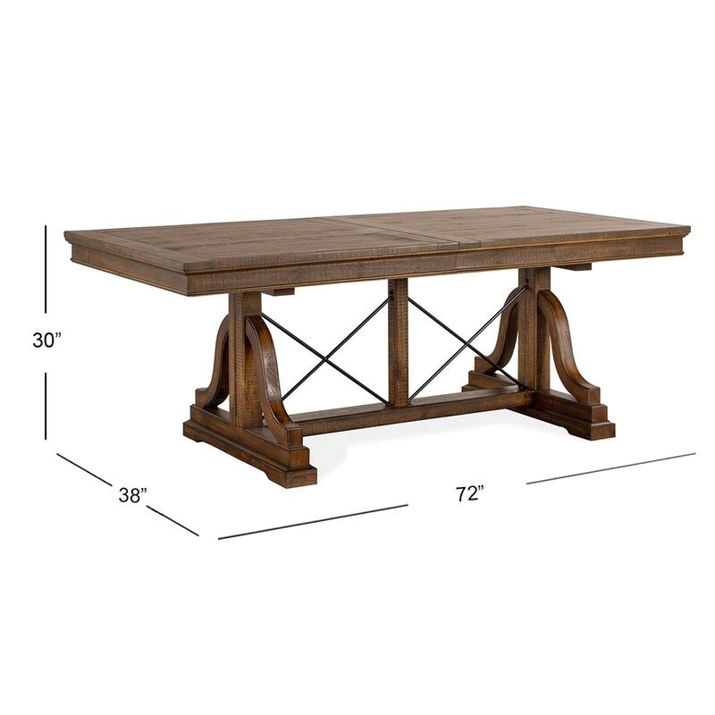 Magnussen Home Bay Creek Toasted Nutmeg Extendable Trestle Dining Table - 38''W x 72''D x 30''H