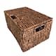 Woven Grass Rectangular Lidded Storage Baskets (Set of 2)