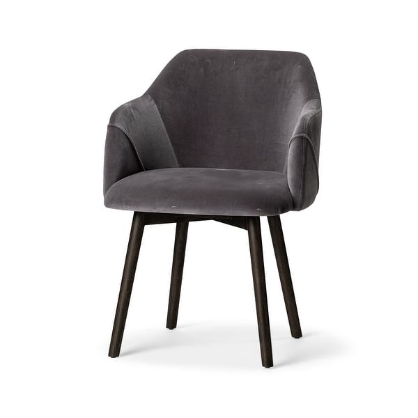 Grey Velvet Wrap With Black Wooden Base Dining Chair Grey Velvet Wrap With Black Wooden Base Dining Chair