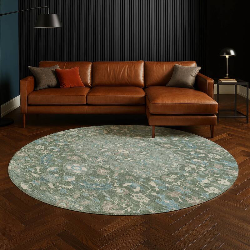 Machine Washable Indoor/ Outdoor Traditional Indore Chantille Rug