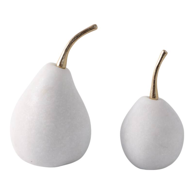 Polyresin Decorative Object Stem Pear-Shaped (Set of 2) - 7/6" White - 4" x 4" x 7.5"
