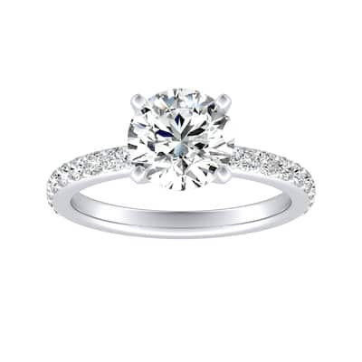 Auriya 14k Gold 2ctw Round Moissanite and Diamond Engagement Ring 1/3ct TDW