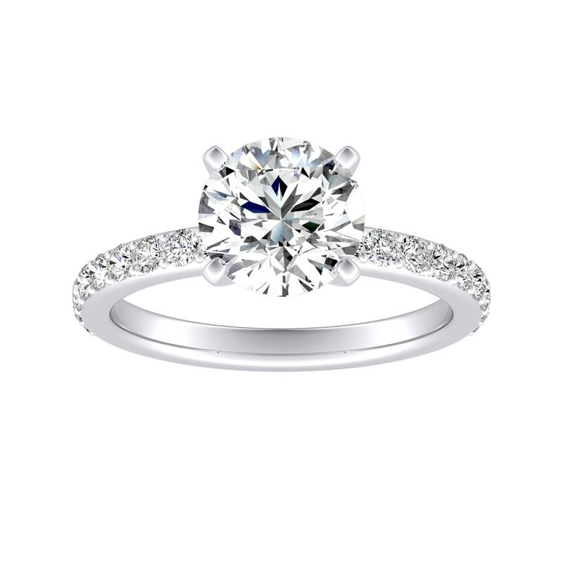 Auriya 14k Gold 3ctw Round Moissanite and Diamond Engagement Ring 1/3ct TDW - White - 6.5