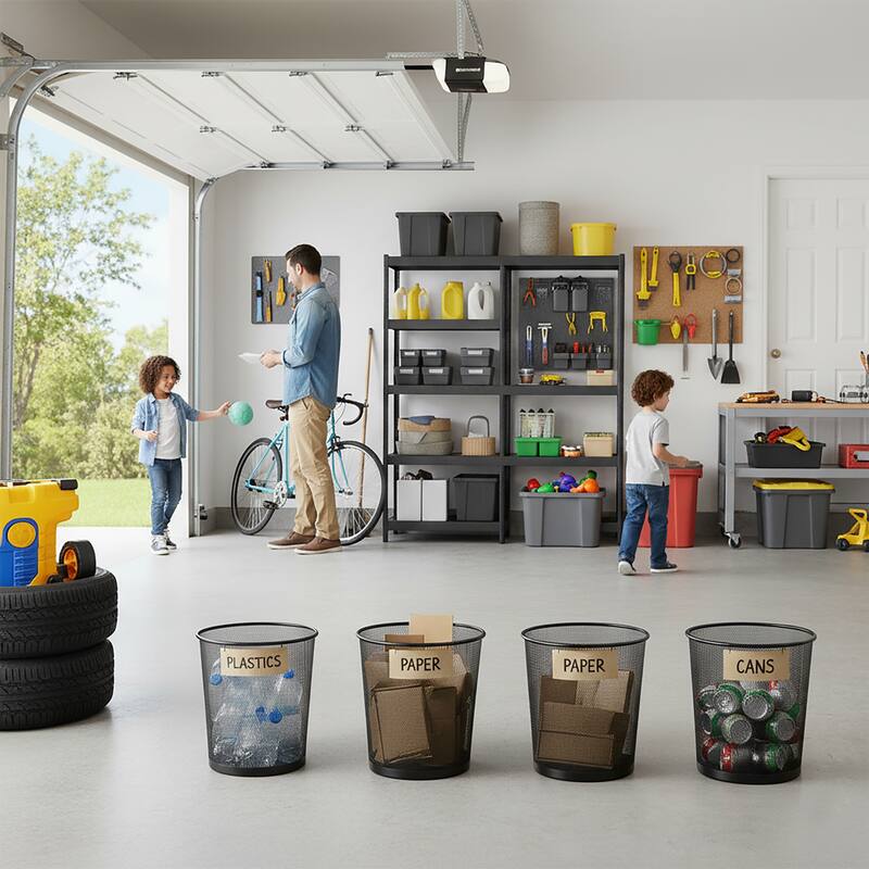 Creative Home 2.5 Gallon Black Steel Mesh Round Wastebasket