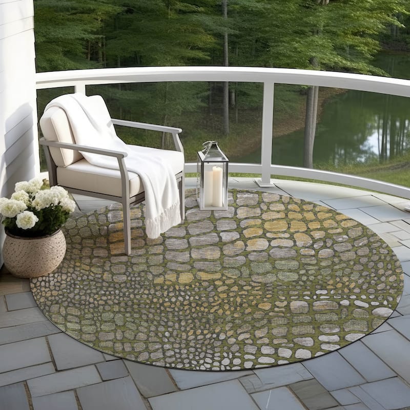 Machine Washable Indoor/ Outdoor Modern Cobble Chantille Rug