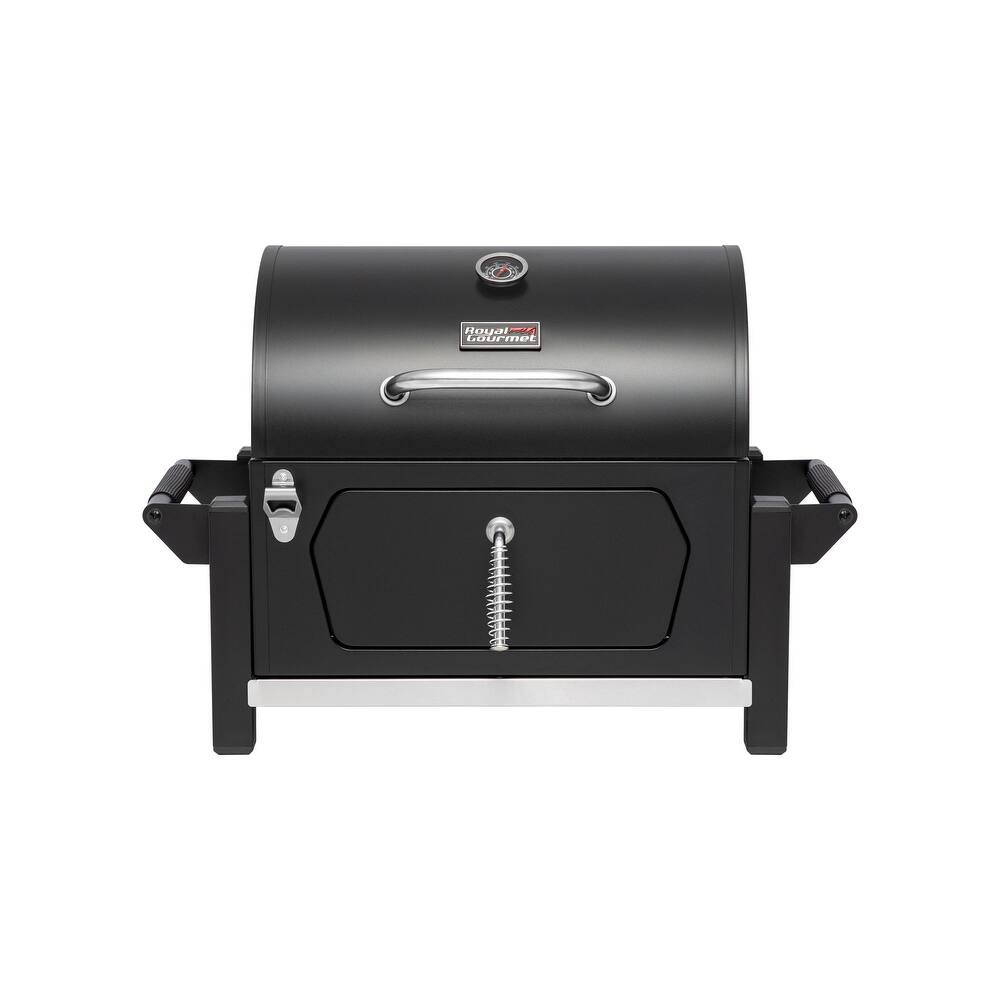 Royal Gourmet Portable Charcoal Grill with Side Handles and Bottle Opener, Tailgate and Campsite, Black