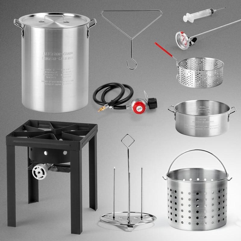 30QT Aluminum Turkey Fryer And 10QT Fish Fryer Kit With 55,000BTU Propane Stove - N/A