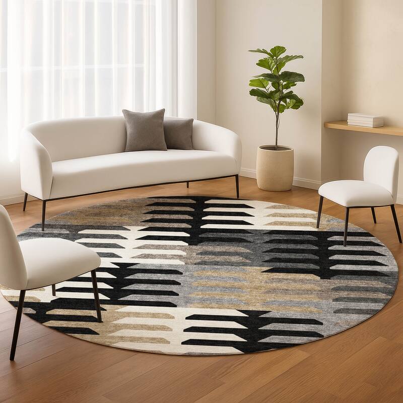 Machine Washable Indoor/ Outdoor Modern Stacks Chantille Rug