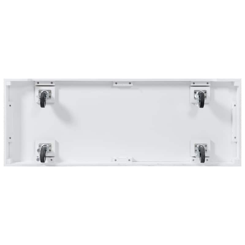 Kitchen Island with Drop Leaf, Power Outlet and 4 Door Shelves - White