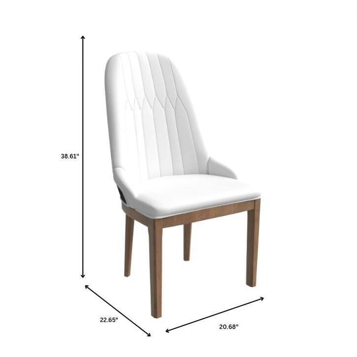Leather Dining Chair with Rubberwood Legs Set of 4 Side Charis Sleek Diamond Stitching Back