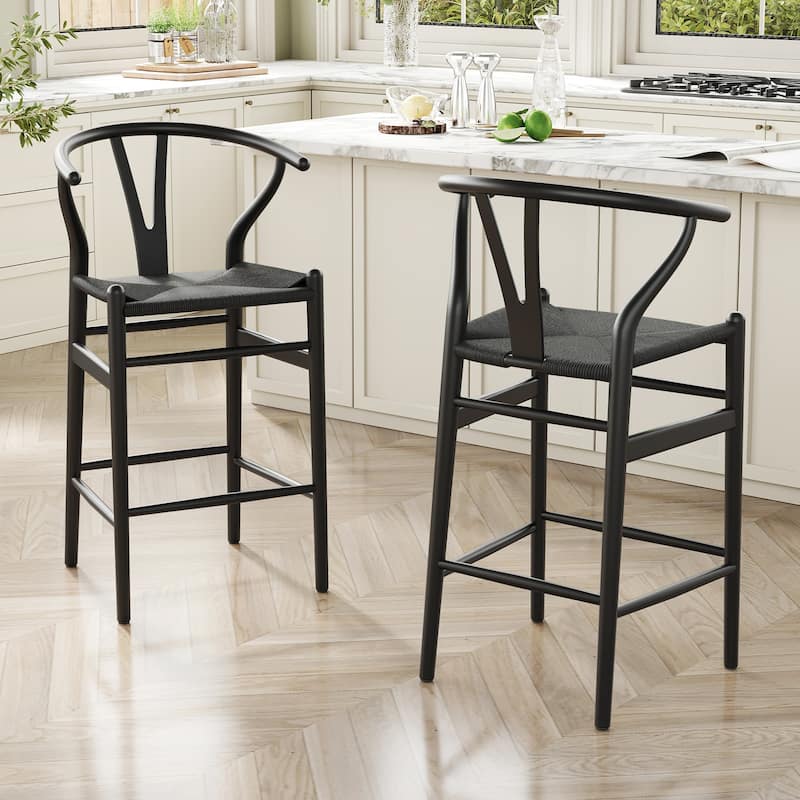 Weave Counter Height Bar Stools, Fully Assembled Rattan Bar Chairs for Kitchen Island,1pc