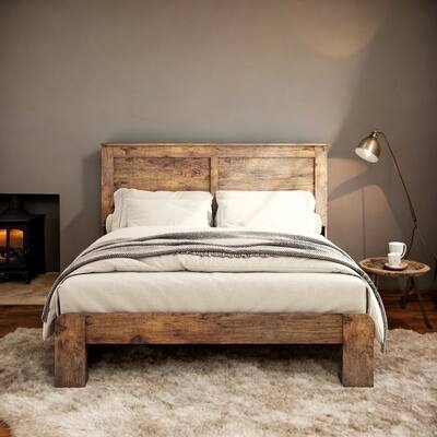Full Size Wood Platform Bed Frame,Large Under Bed Storage,Noise Free,No Box Spring Needed and Easy Assembly