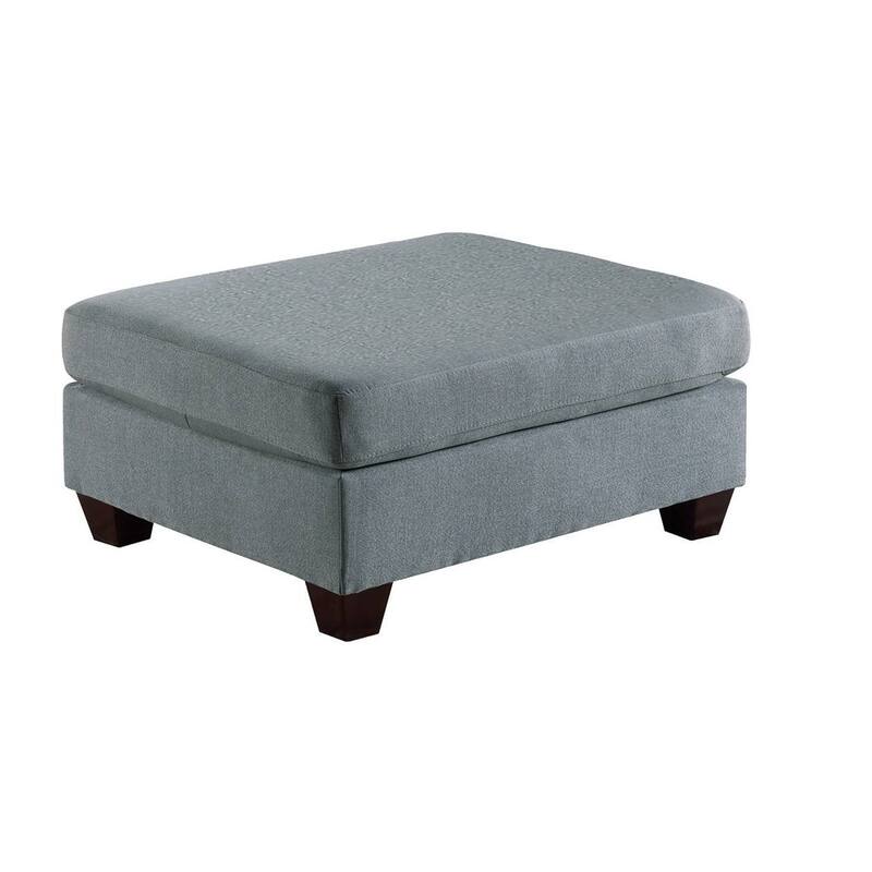 Linen-Like Fabric Upholstered Cocktail Ottoman - Grey