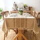 preview thumbnail 39 of 46, Enova Home 54"x 78" High Quality Rectangle Cotton and Linen Tablecloth with Tassels
