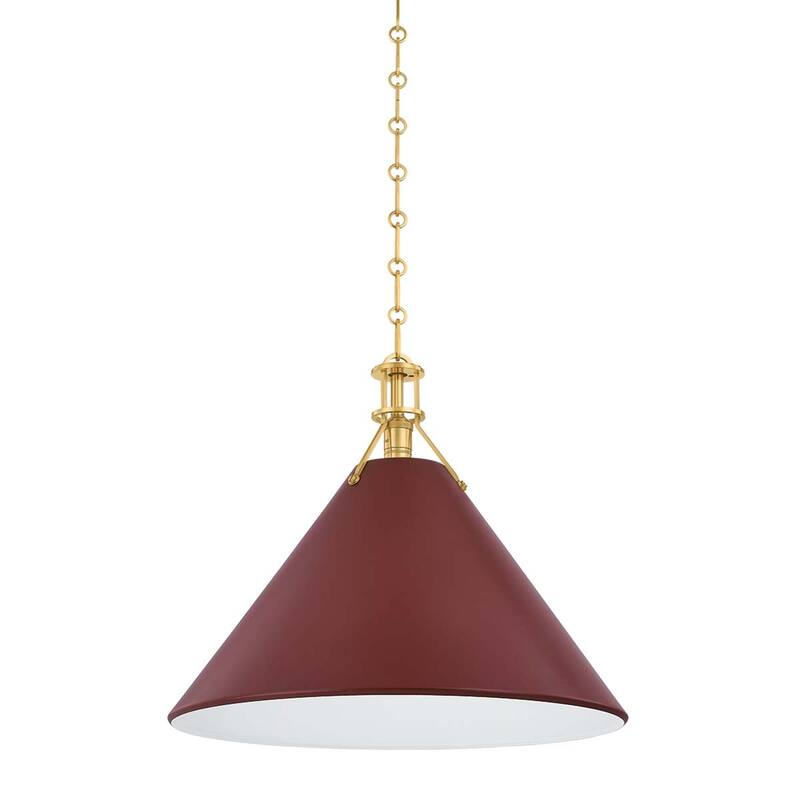 Hudson Valley Lighting MDS352L Painted No. 2 21" Wide Pendant - Aged Brass / Soft Crimson